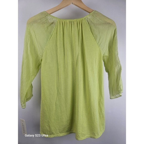 Women's,  Sonoma Lifestyle, 3/4 sleeve, szXS, peasant style NWT Neon green - Picture 2 of 6